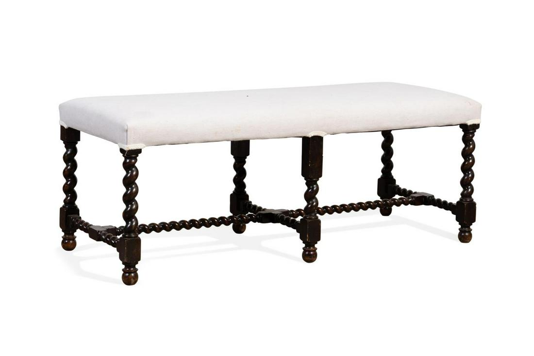 WILLIAM AND MARY STYLE OAK BARLEY TWIST BENCH (1 of 3)