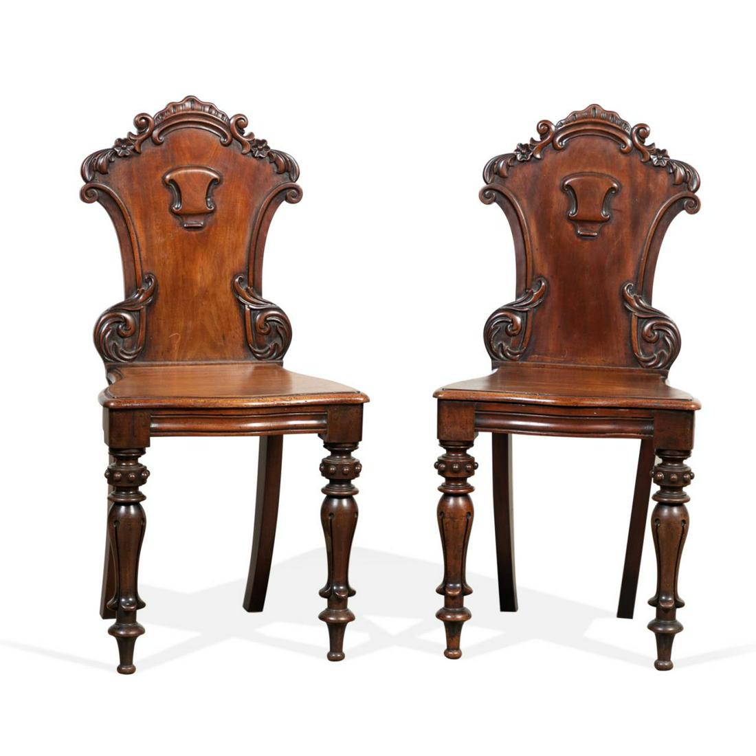 PR., WILLIAM IV SHIELD BACK HALL CHAIRS, C. 1840 (1 of 7)
