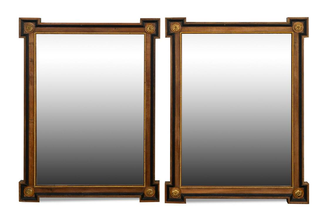 PAIR, LARGE BAROQUE STYLE PARCEL EBONIZED MIRRORS (1 of 7)