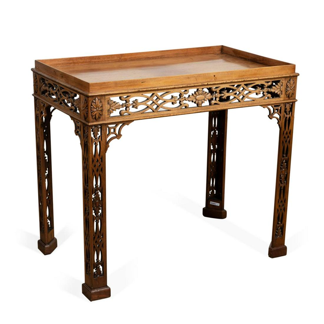 CHINESE CHIPPENDALE STYLE TEA TABLE, FRETWORK BODY (1 of 5)