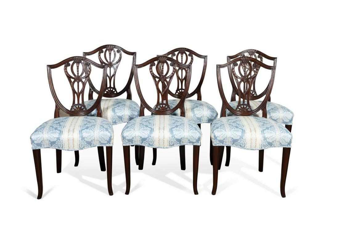 SET OF SIX HEPPLEWHITE STYLE SHIELD BACK CHAIRS (1 of 5)