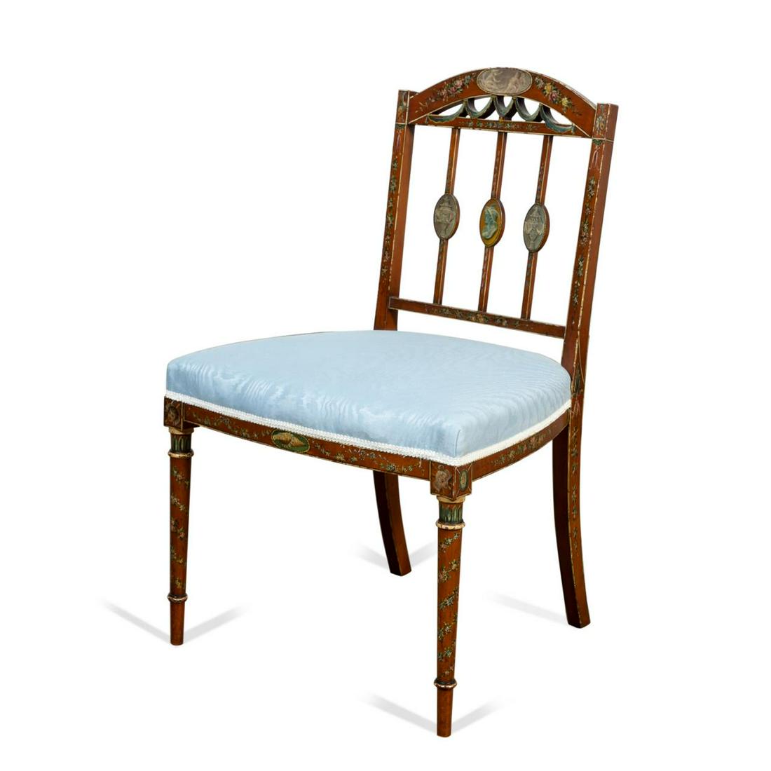 E. 20TH C. HEPPLEWHITE STYLE PAINTED SIDE CHAIR (1 of 6)