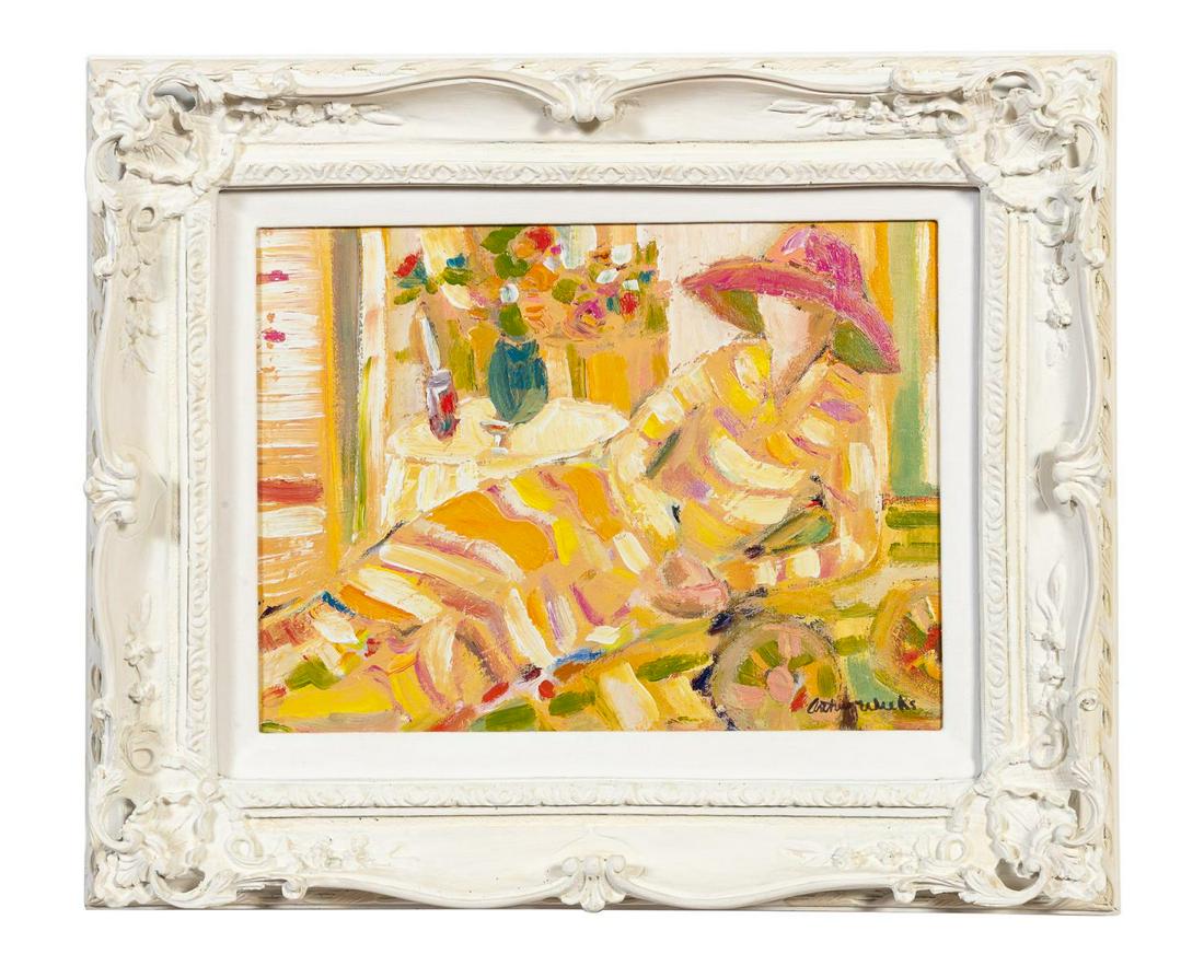 ARTHUR WEEKS, "PINK HAT", FIGURAL OIL ON CANVAS (1 of 3)