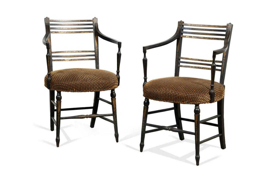 PR. FEDERAL BLACK PAINTED ARMCHAIRS (1 of 5)