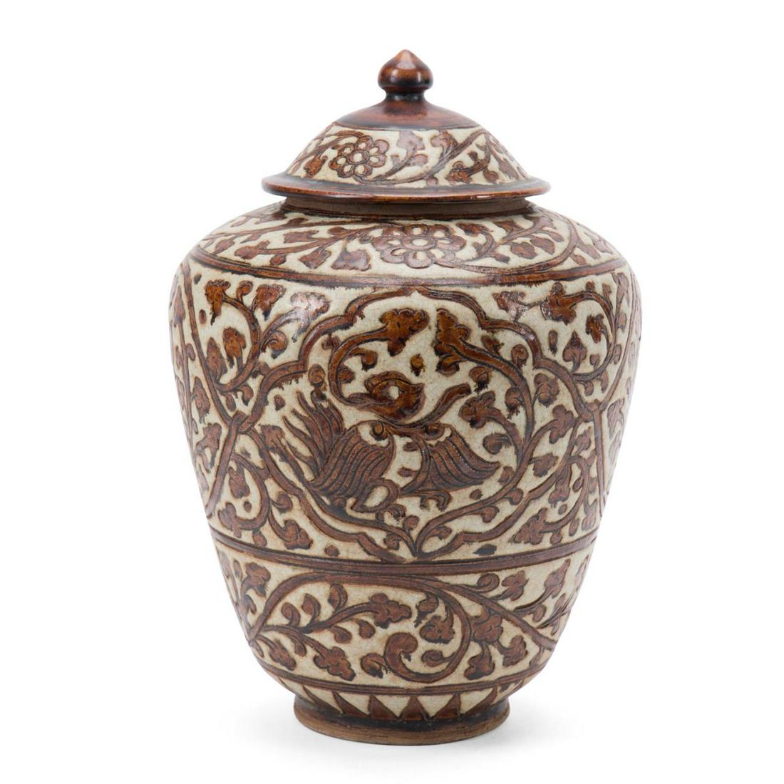 CHINESE SONG STYLE LIDDED STONEWARE JAR (1 of 9)