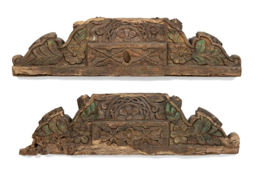 PAIR INDONESIAN CARVED ARCHITECTURAL FRAGMENTS (1 of 8)