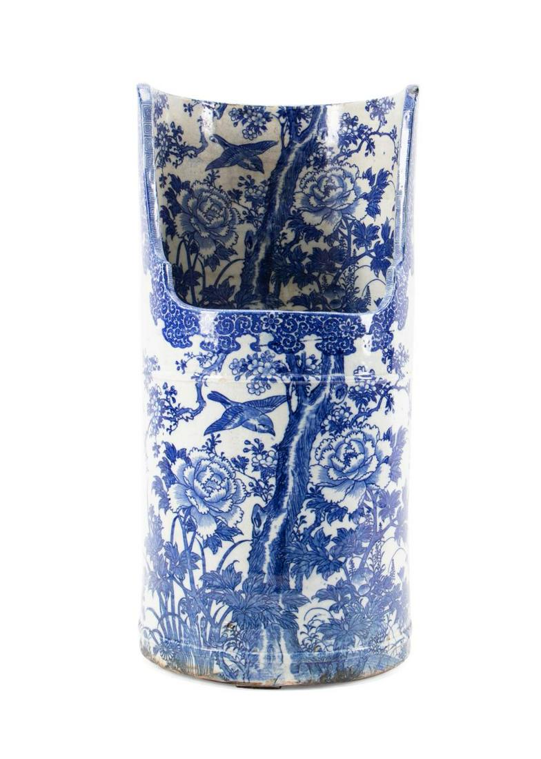 JAPANESE BLUE AND WHITE UMBRELLA STAND (1 of 8)