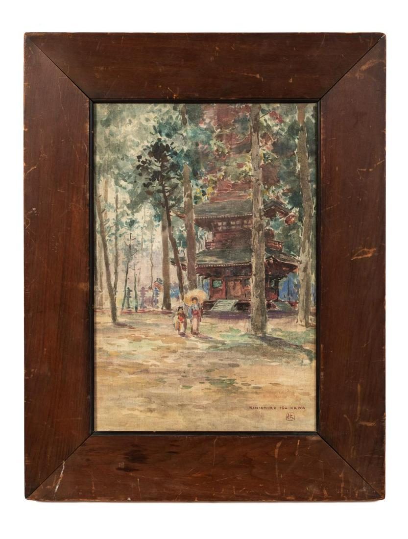 KINICHIRO ISHIKAWA WATERCOLOR 'TEMPLE' (1 of 3)