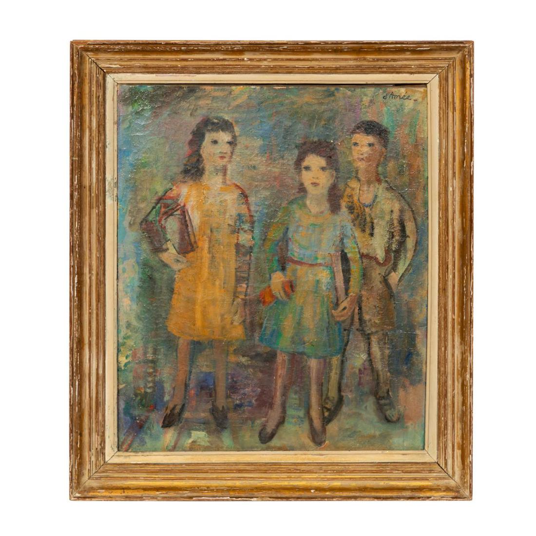LILI D'AMEE "THREE CHILDREN" OIL ON CANVAS (1 of 4)