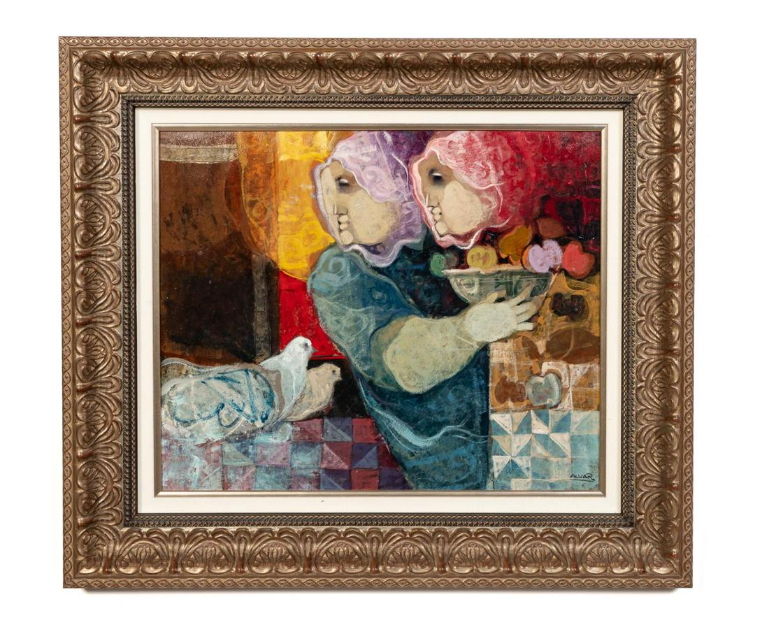 ALVAR SUNOL, "SPIRIT OF LIFE" O/B FIGURAL PAINTING (1 of 3)