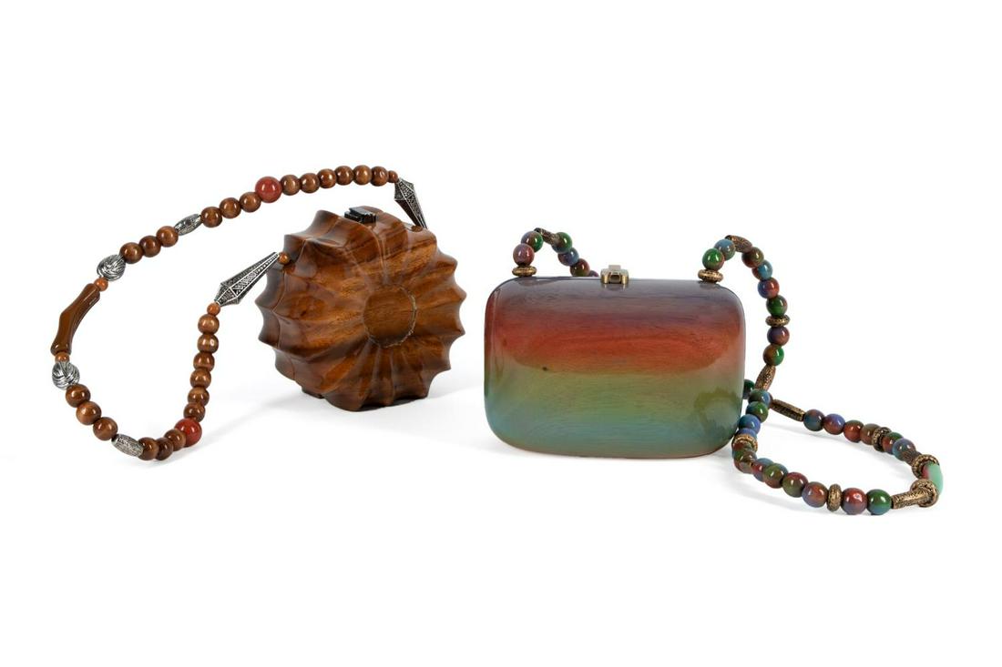 TWO TIMMY WOODS WOODEN CLUTCH HANDBAGS (1 of 12)