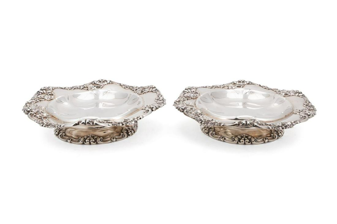 PAIR GORHAM STERLING FOOTED FRUIT BOWLS, 1901 (1 of 8)
