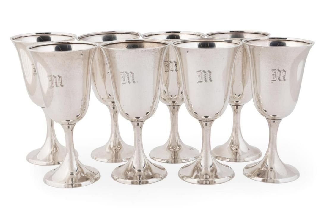 EIGHT STERLING SILVER WATER GOBLETS (1 of 3)