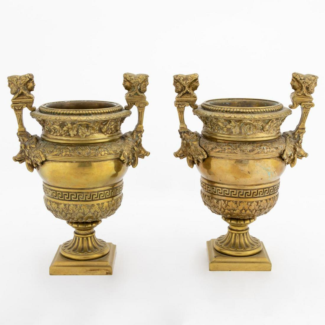 PR. LOUIS XIV STYLE BRONZE BOARS' HEAD URNS (1 of 5)