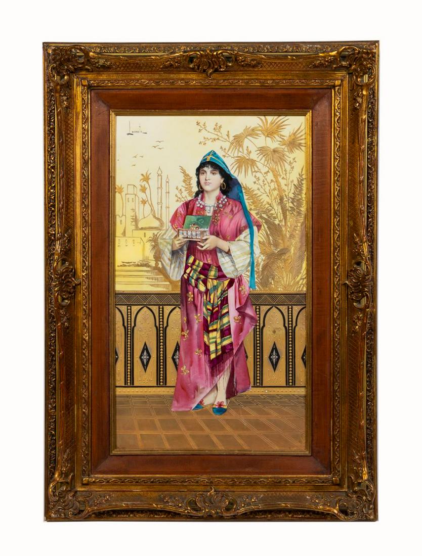 19TH C. FRENCH ORIENTALIST SIGNED PORCELAIN PLAQUE (1 of 4)