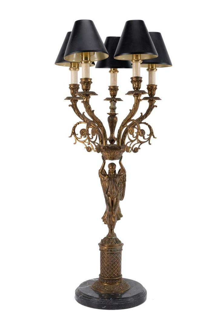 EMPIRE STYLE ELECTRIFIED FIVE LIGHT CANDELABRUM (1 of 8)