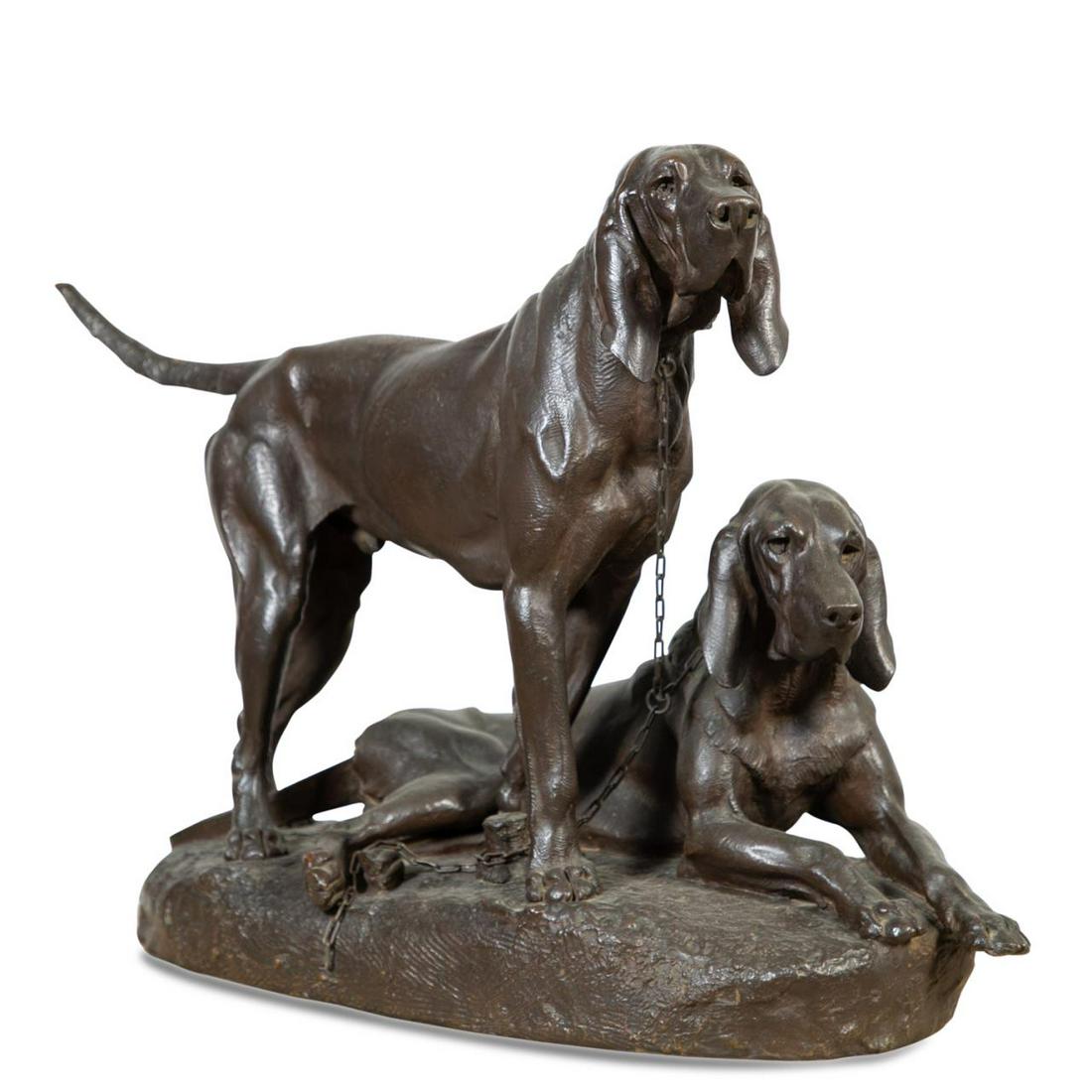 CAMILLE GATE "DEUX SAINT HUBERT AU REPOS" BRONZE (1 of 6)