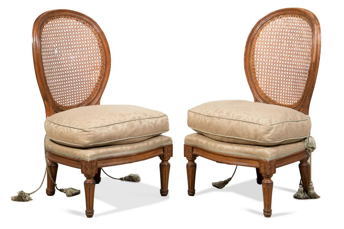 PAIR FRENCH LOUIS XVI STYLE SLIPPER CHAIRS (1 of 7)