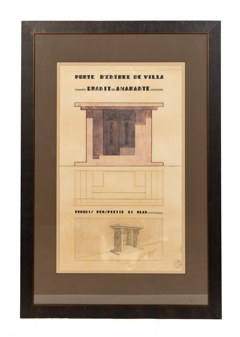 FRENCH SCHOOL ART DECO ARCHITECTURAL DRAWING, 1927 (1 of 3)