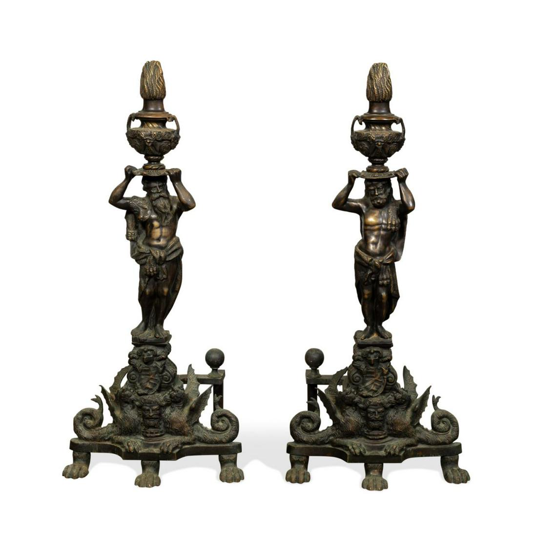 PAIR RENAISSANCE REVIVAL MYTHOLOGICAL CHENETS (1 of 5)