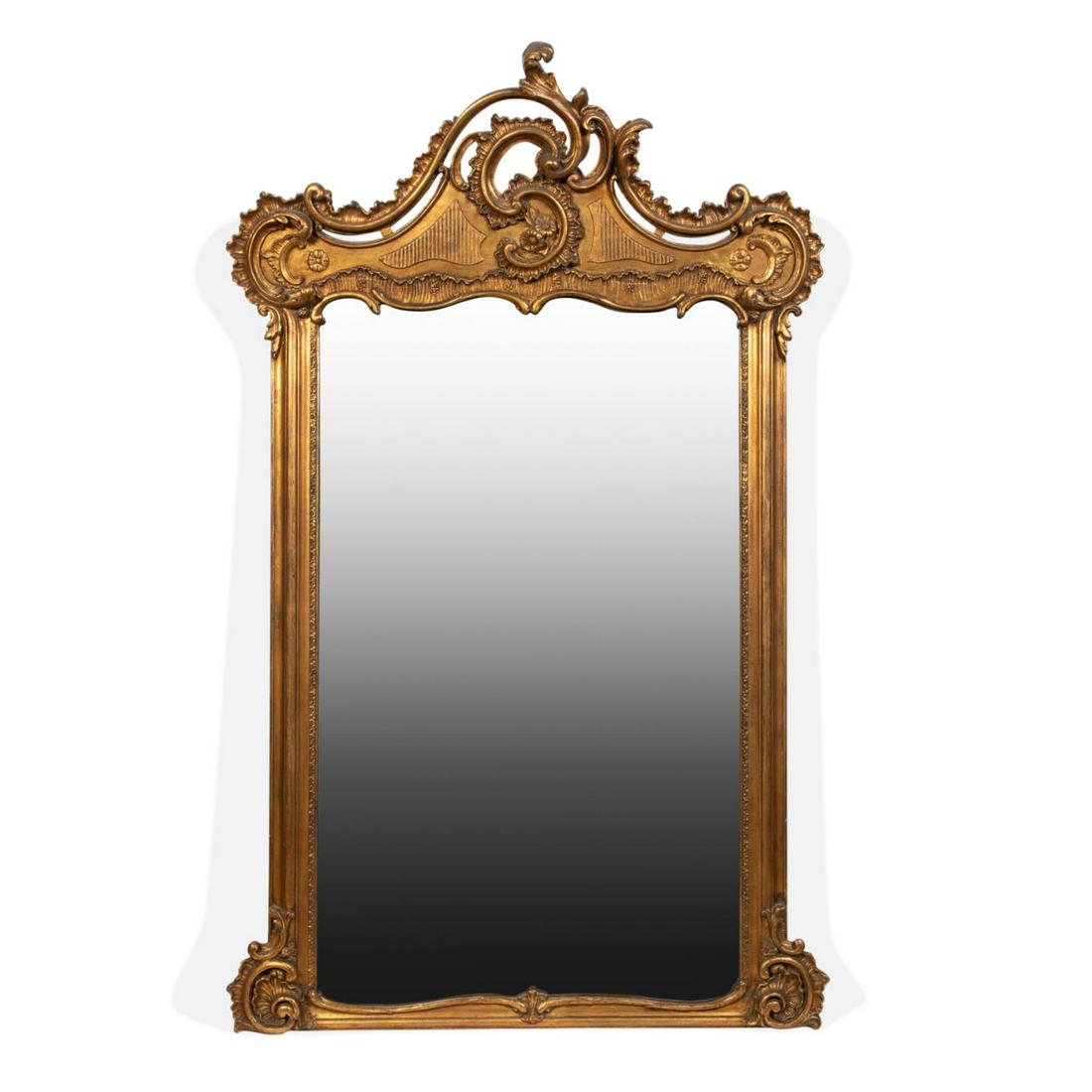 19TH C. ROCOCO REVIVAL GILT OVERMANTEL MIRROR (1 of 8)