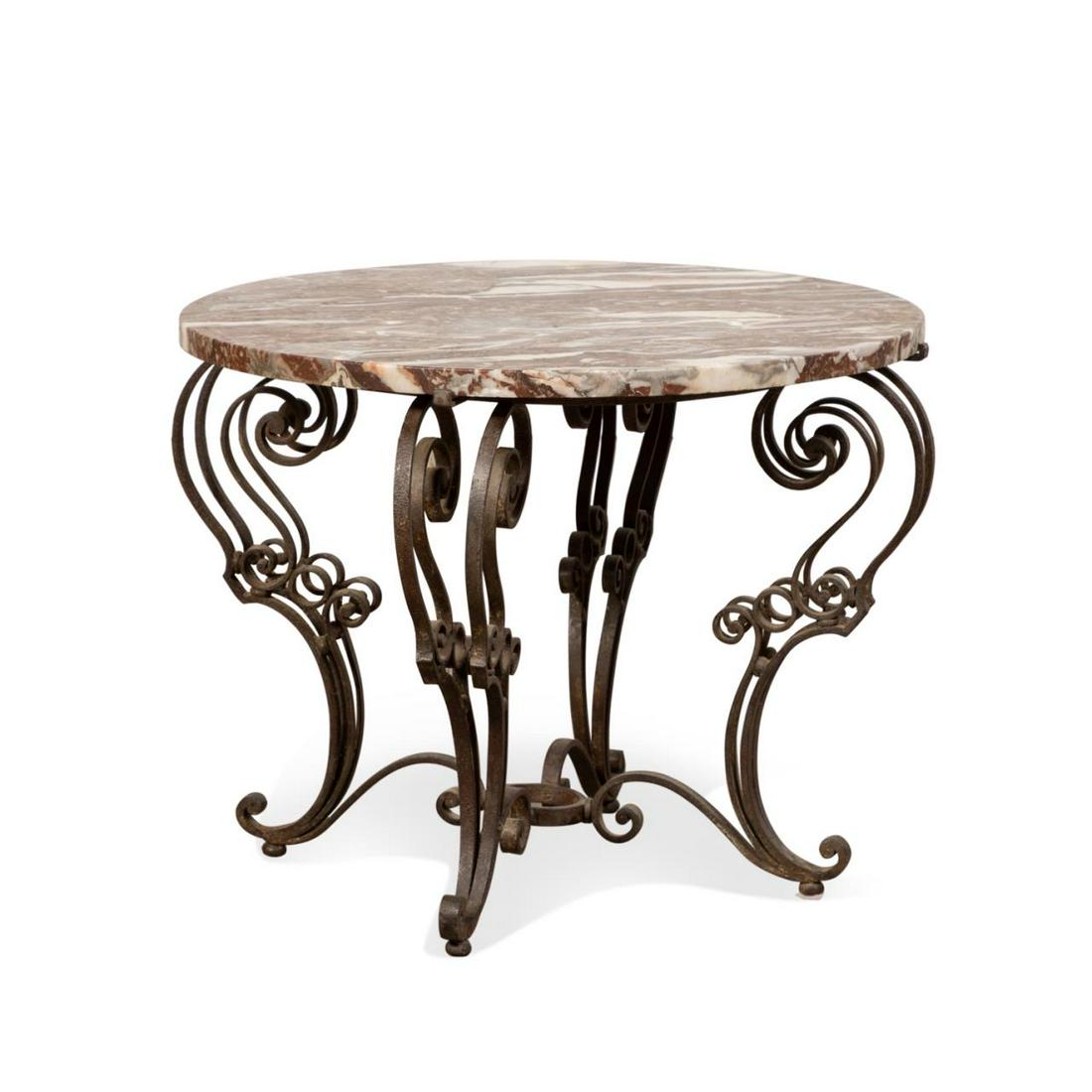 ITALIAN IRON & MARBLE TOP ACCENT TABLE, C. 1930 (1 of 4)