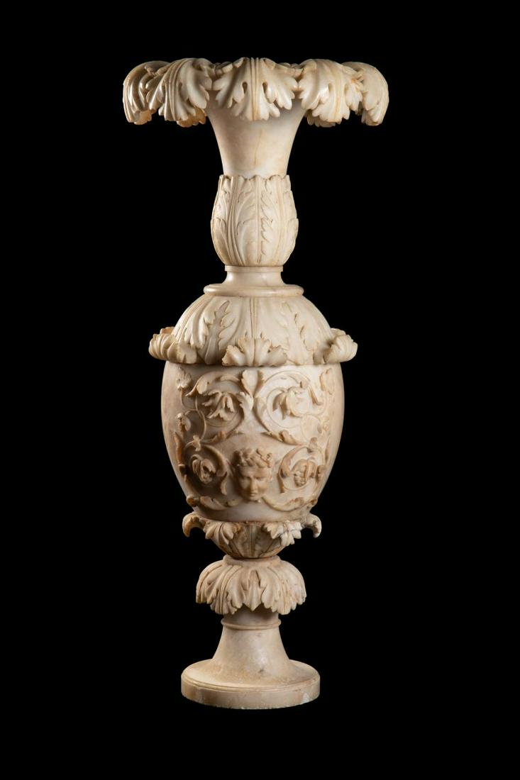 ITALIAN BAROQUE STYLE CARVED ALABASTER URN (1 of 5)