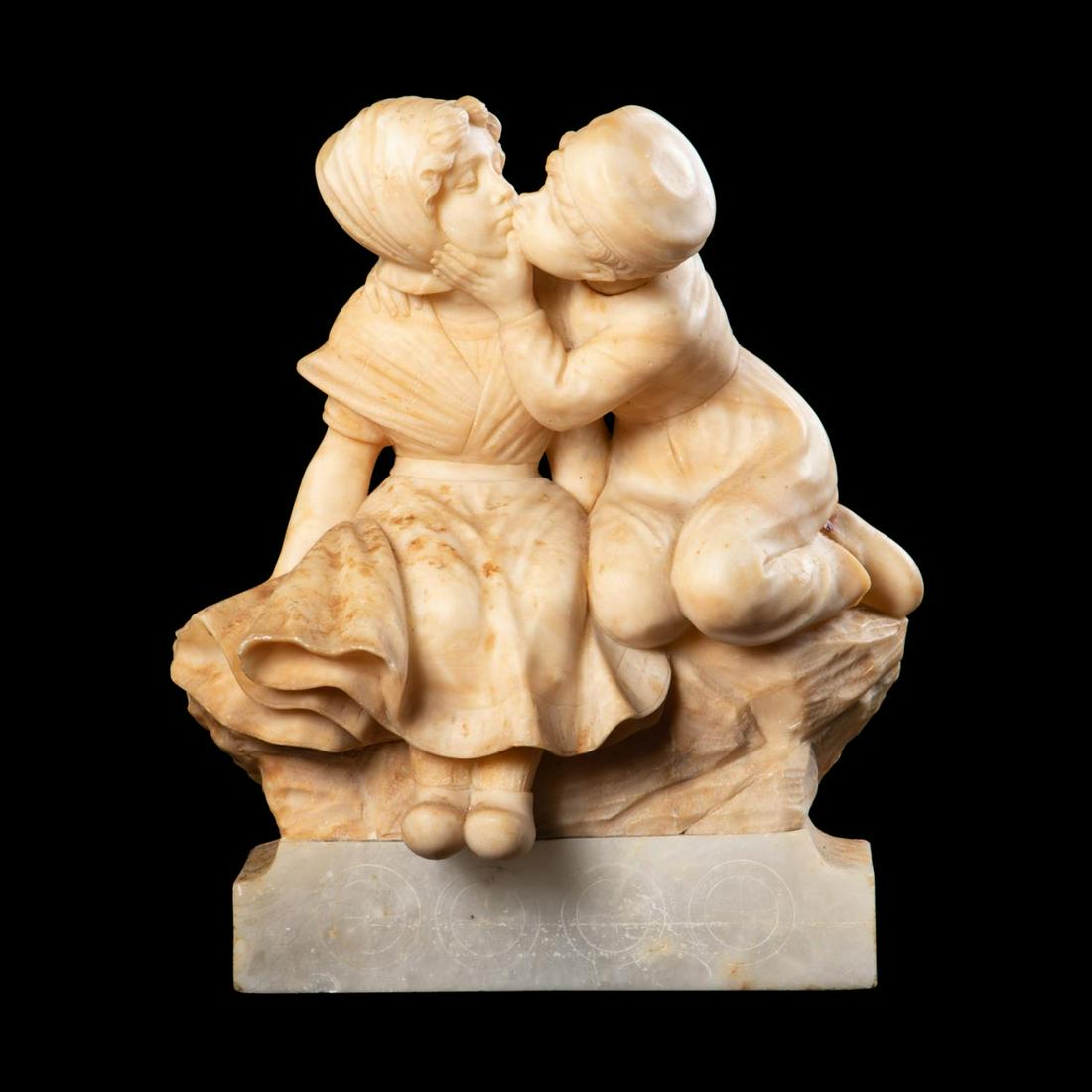 ITALIAN SCHOOL ALABASTER KISSING COUPLE (1 of 6)