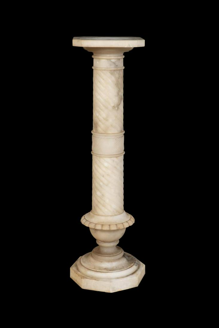 ITALIAN CARVED ALABASTER TWISTED COLUMN PEDESTAL (1 of 6)