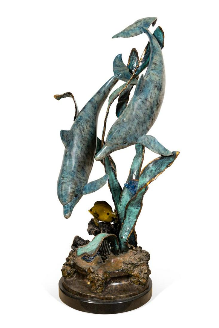 LAURIE WARD "DOLPHINS AT PLAY", BRONZE SCULPTURE (1 of 8)
