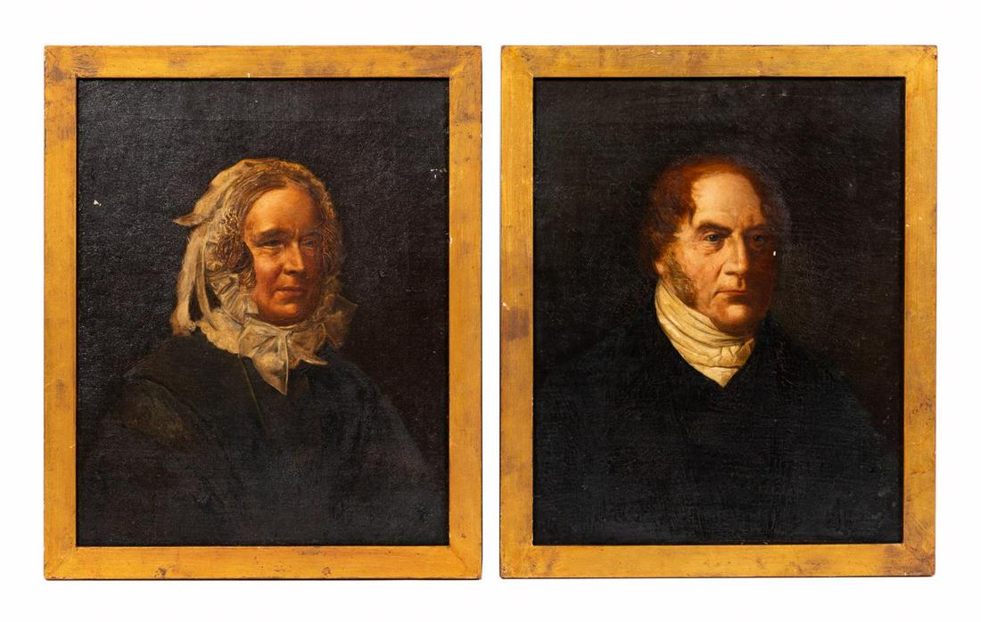 PAIR 19TH C. HUSBAND AND WIFE OIL PORTRAITS (1 of 3)