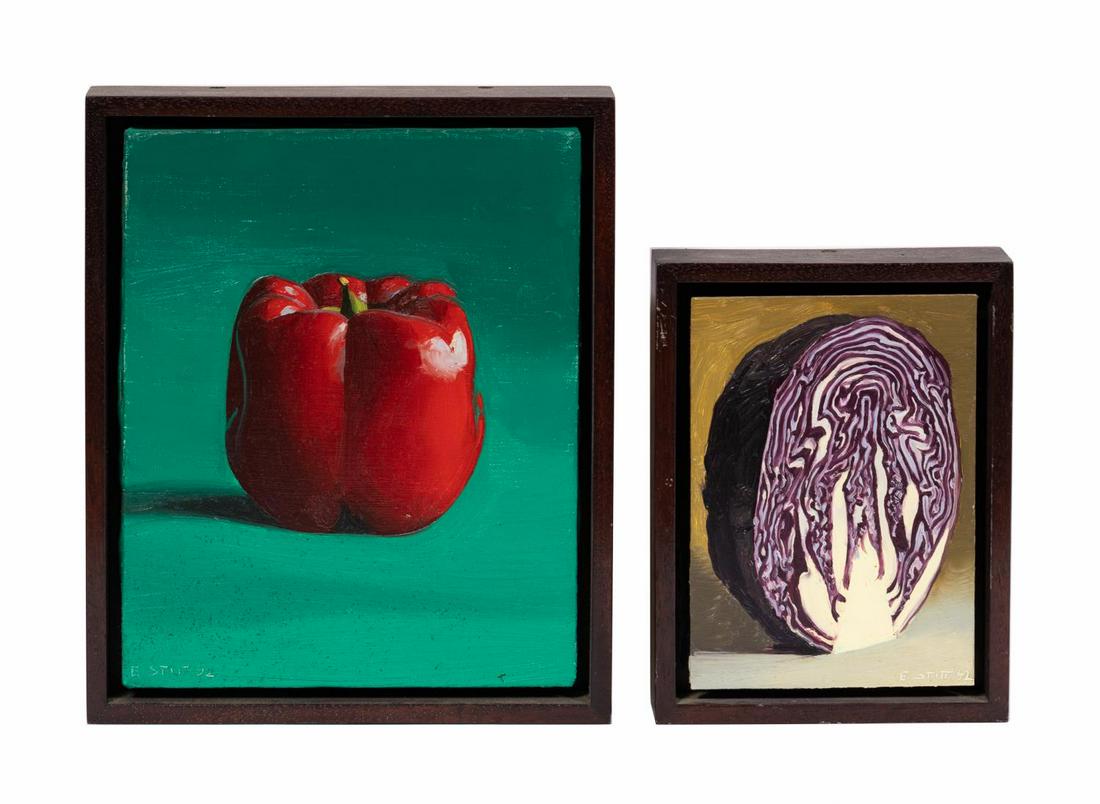 TWO ED STITT FRAMED STILL LIFES PEPPER & CABBAGE (1 of 6)