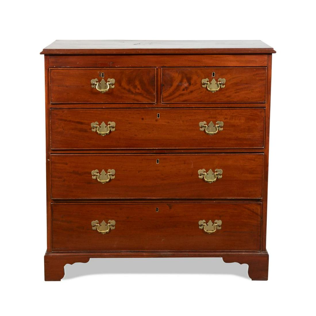 CHIPPENDALE STYLE MAHOGANY FIVE DRAWER CHEST (1 of 7)