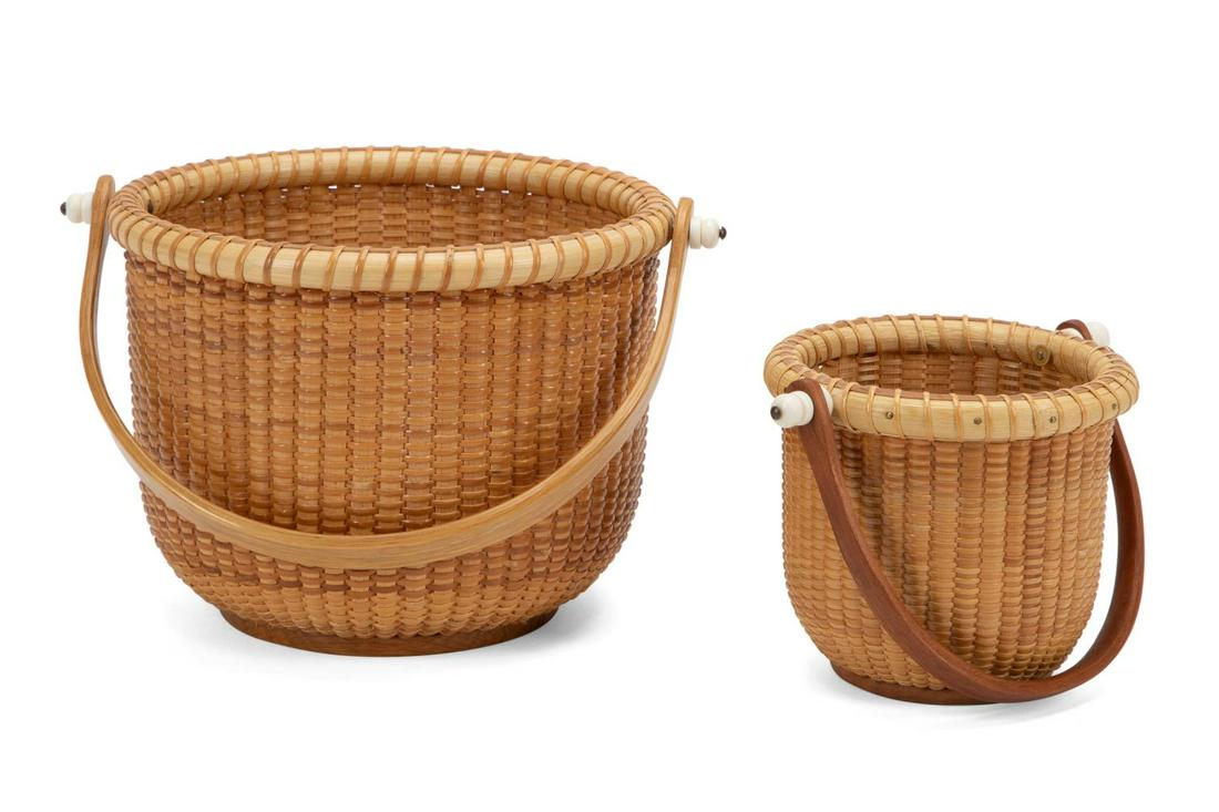 TWO SMALL OPEN ROUND NANTUCKET BASKETS (1 of 7)