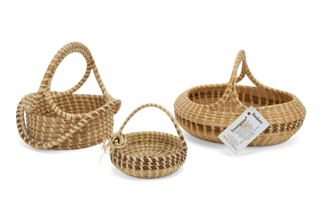 LYNETTE YOUSON 3 HAND WOVEN SWEETGRASS BASKETS (1 of 9)