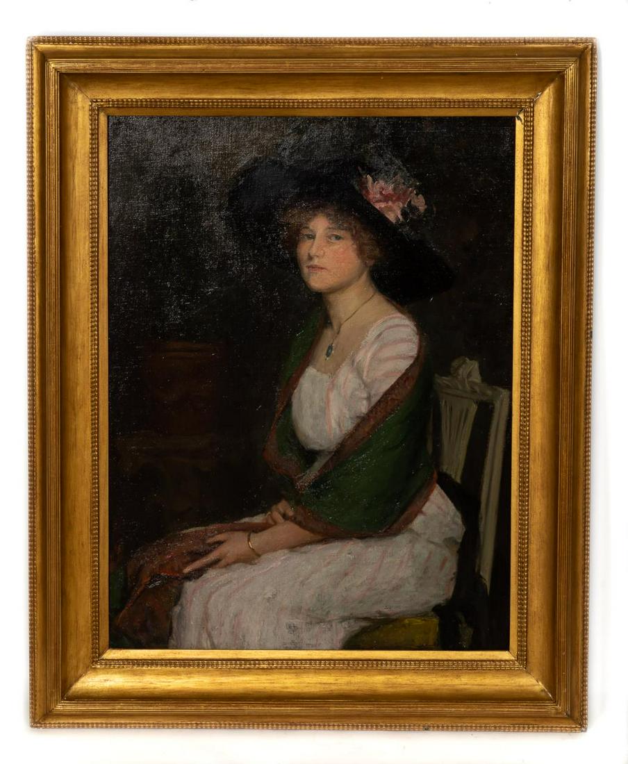 AMERICAN SCHOOL PORTRAIT OF A LADY IN SHAWL, OIL (1 of 4)