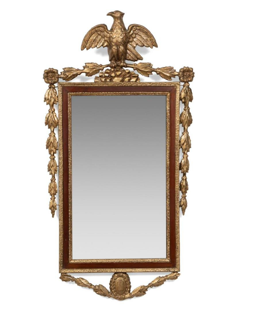 SM. FEDERAL STYLE PARCEL GILT EAGLE CREST MIRROR (1 of 4)