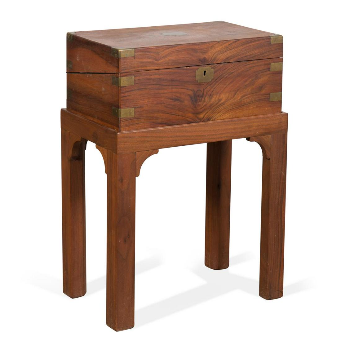 ENGLISH MAHOGANY CAMPAIGN WRITING BOX ON STAND (1 of 5)