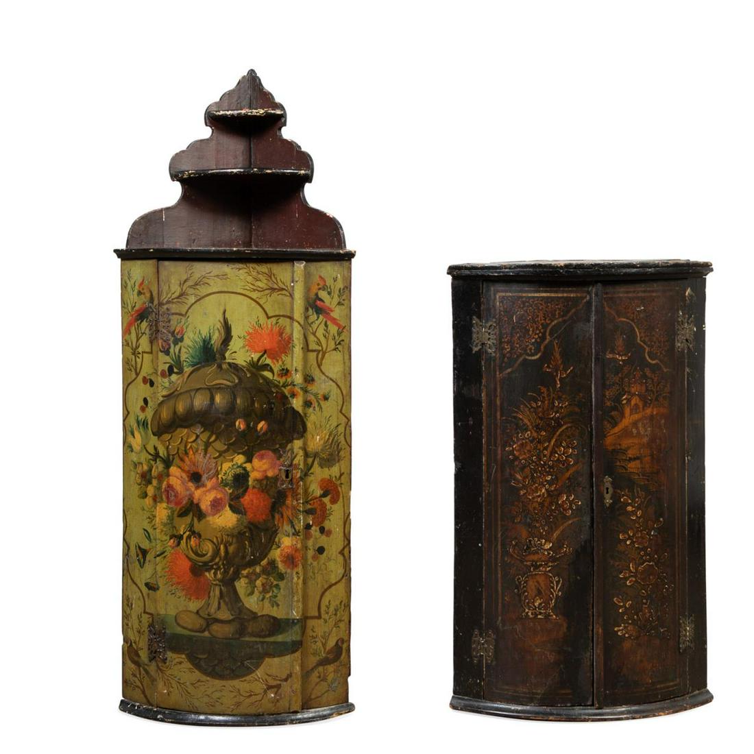 TWO 18TH/19TH C. PAINTED HANGING CORNER CUPBOARDS (1 of 8)