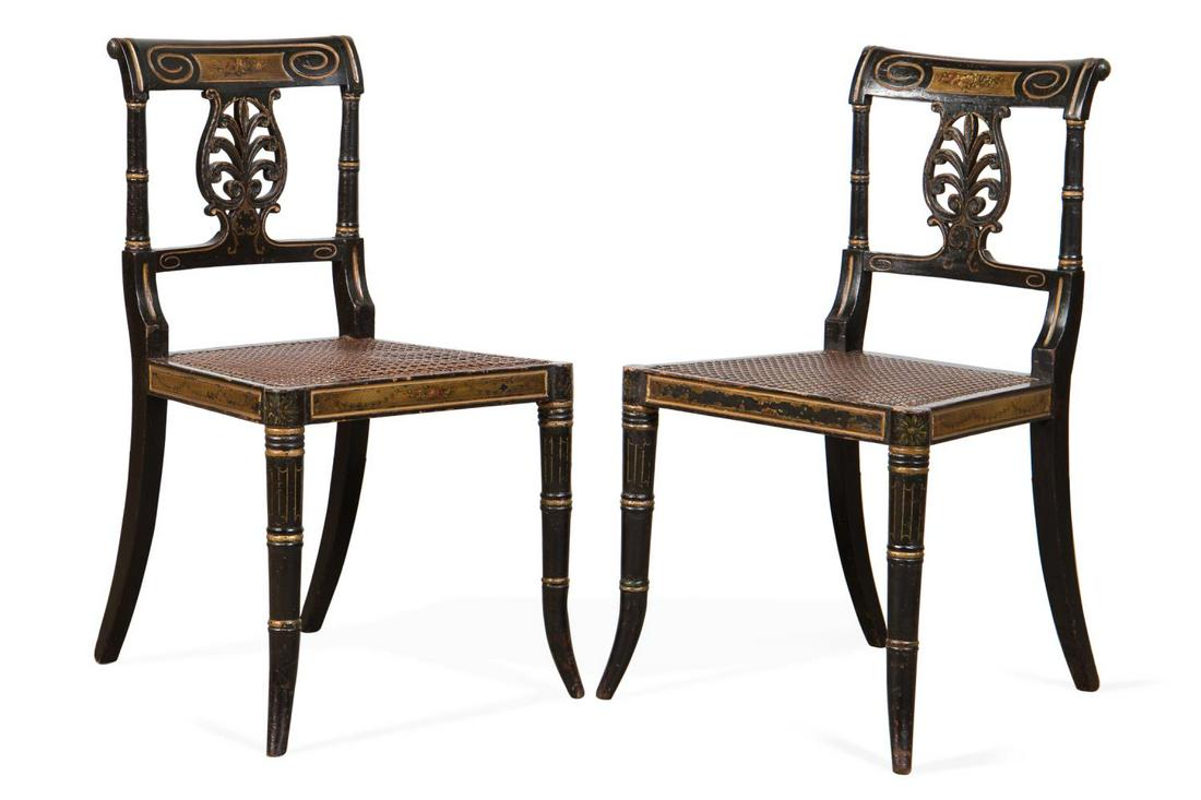 PR. LATE 19th C. ENGLISH PARCEL GILT CHAIRS (1 of 5)