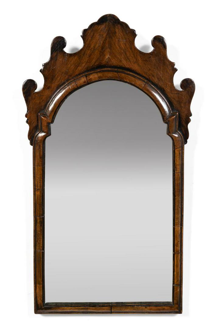 MID-18TH C. QUEEN ANNE WALNUT LOOKING GLASS (1 of 4)