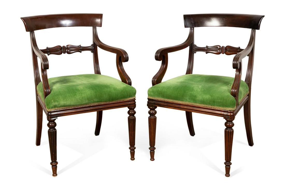 PAIR OF 19TH C. WILLIAM IV MAHOGANY ARMCHAIRS (1 of 5)