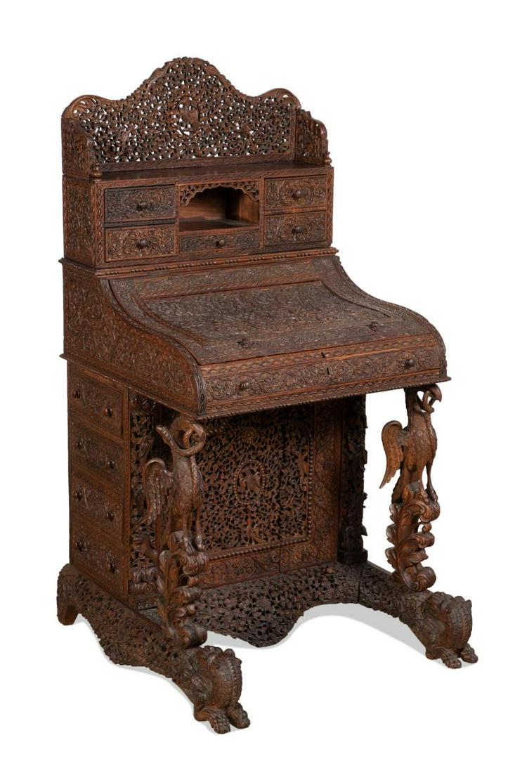 ANGLO-INDIAN ROSEWOOD DAVENPORT DESK, C. 1890 (1 of 12)