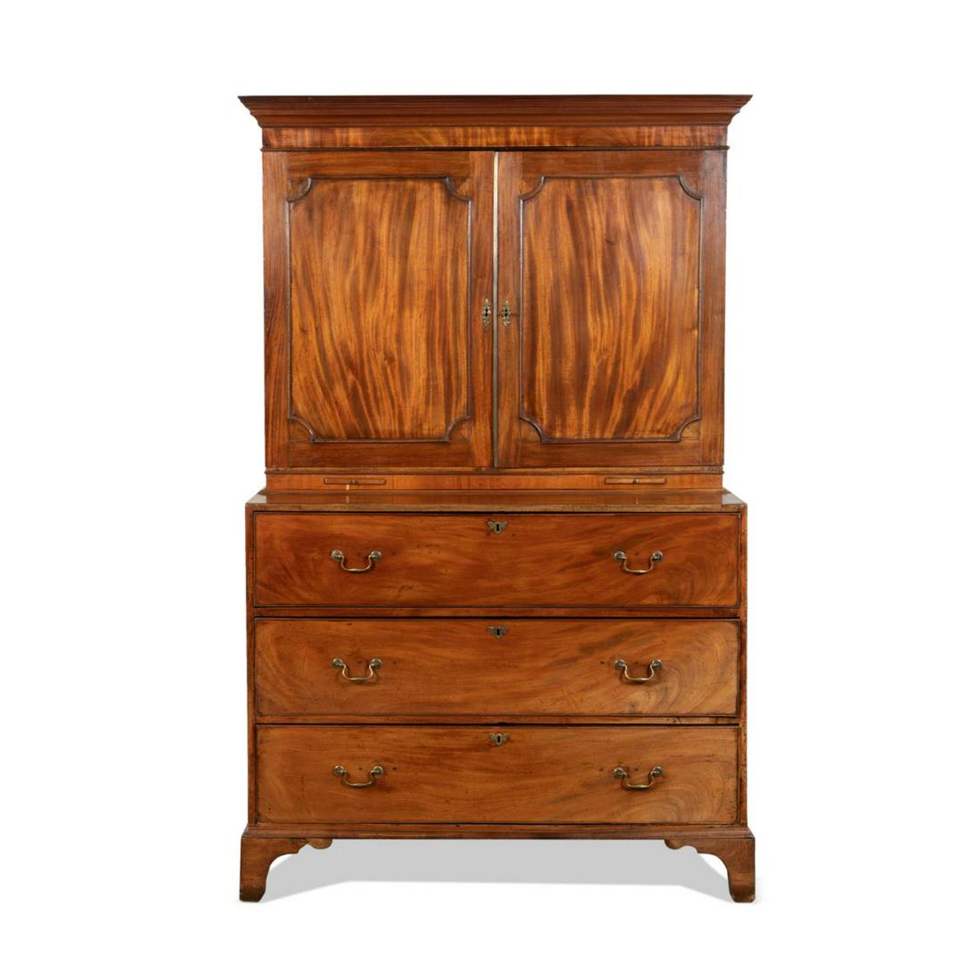 GEORGE III MAHOGANY SECRETARY BOOKCASE (1 of 9)