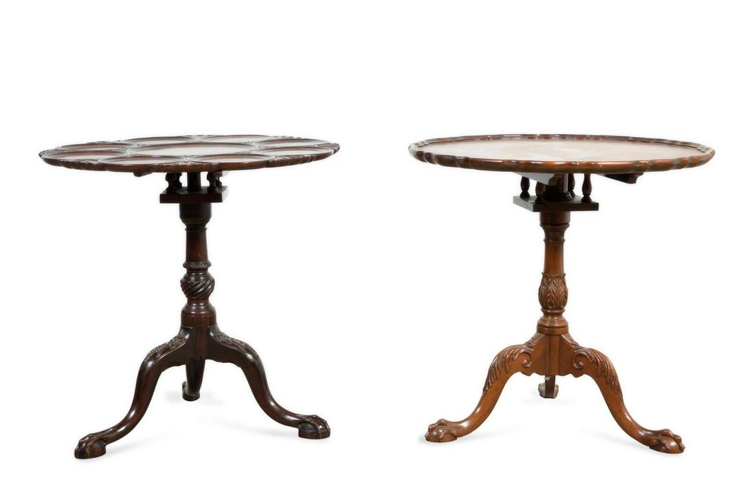 TWO GEORGE III STYLE MAHOGANY TILT-TOP TABLES (1 of 8)