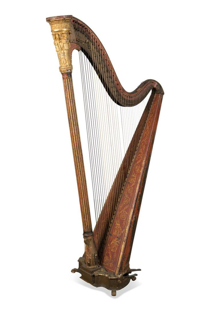 E. 19TH C. J. ERAT REGENCY PARCEL GILT HARP (1 of 9)