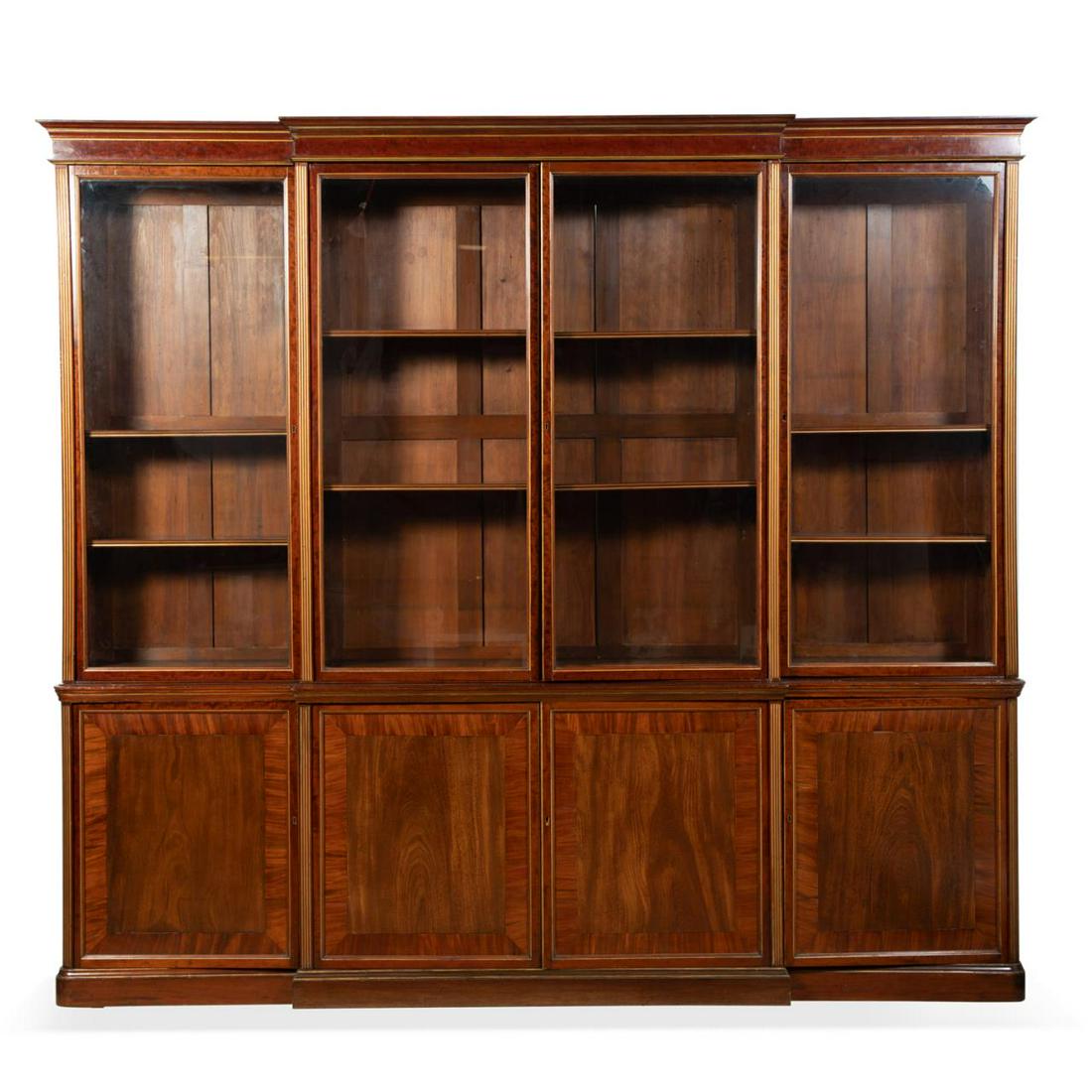 REGENCY STYLE GILT MAHOGANY BREAKFRONT BOOKCASE (1 of 7)