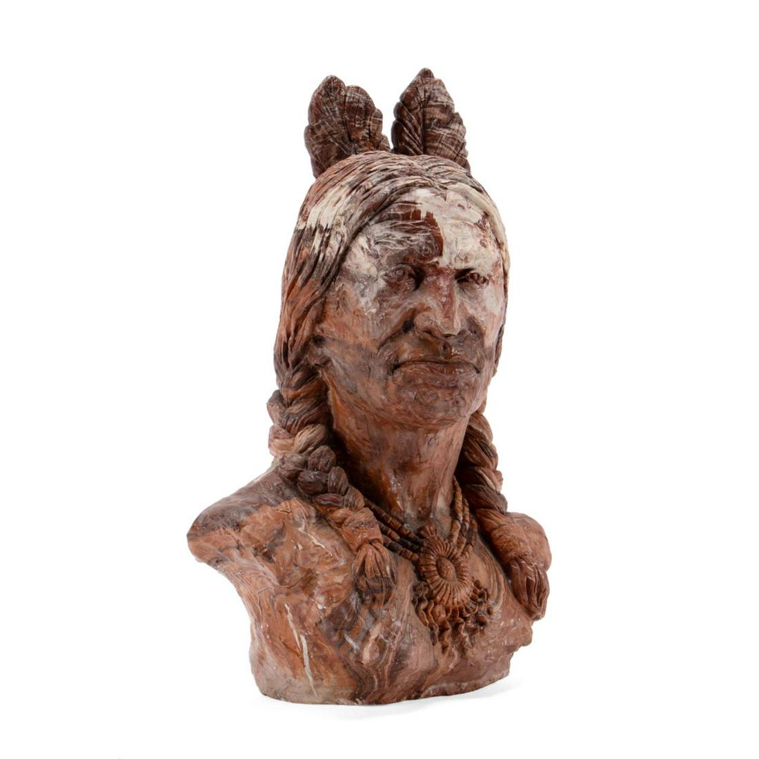 AGATE PATTERNED COMPOSITE BUST OF SITTING BULL (1 of 5)