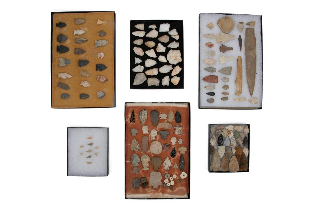 149 NATIVE AMERICAN ARTIFACTS IN 6 DISPLAY BOXES (1 of 4)