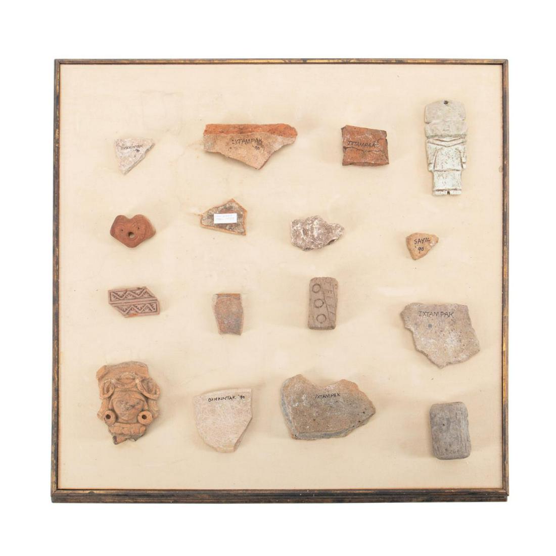 SHADOWBOX W/ SOUTH AMERICAN POTTERY FRAGMENTS (1 of 5)